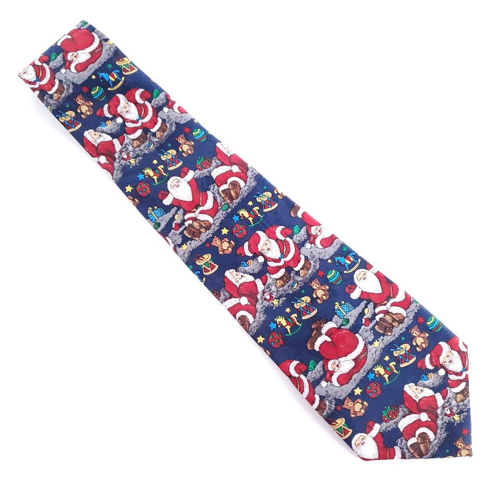 Adolfo Men Tie Christmas Santa Blue Red 57x4 - NWOT - made in USA
